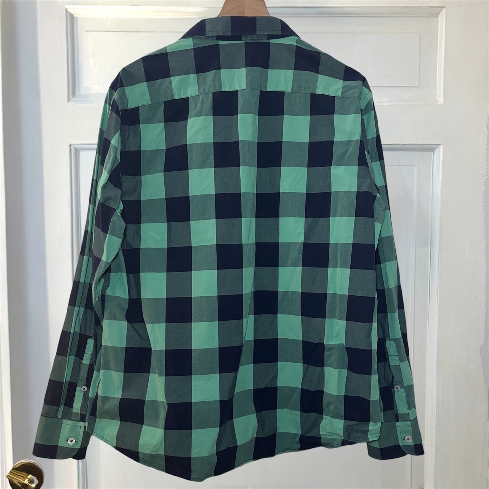 UNTUCKit Buffalo Plaid Green Navy Check Mens XL Long Sleeve Button Up Shirt - Picture 4 of 5